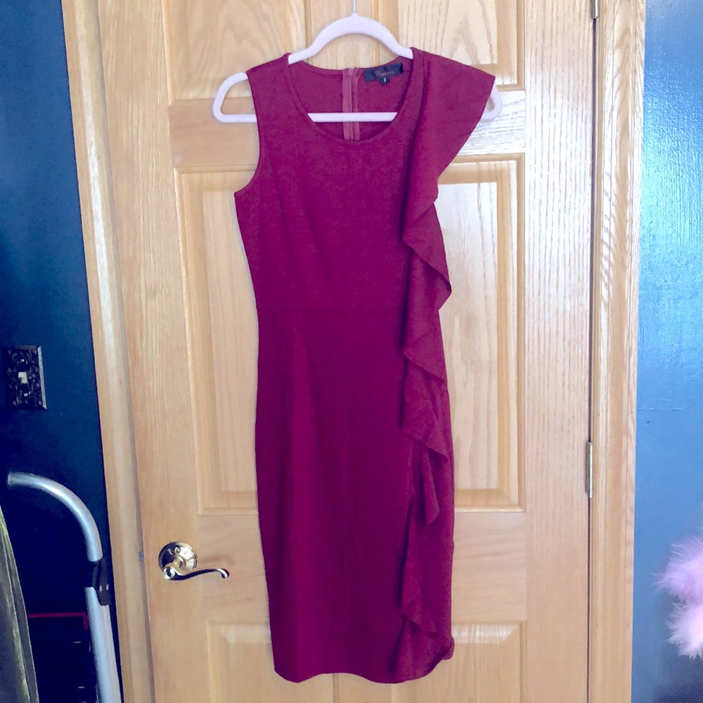 Viwenni Burgundy midi dress